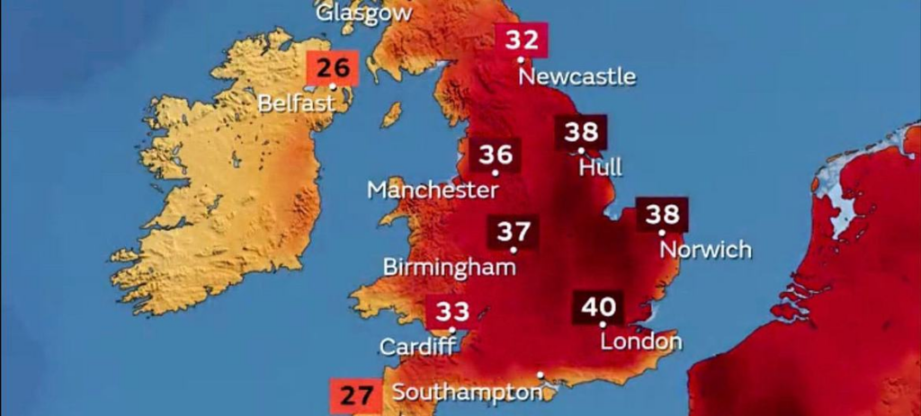 Heat wave events in the UK