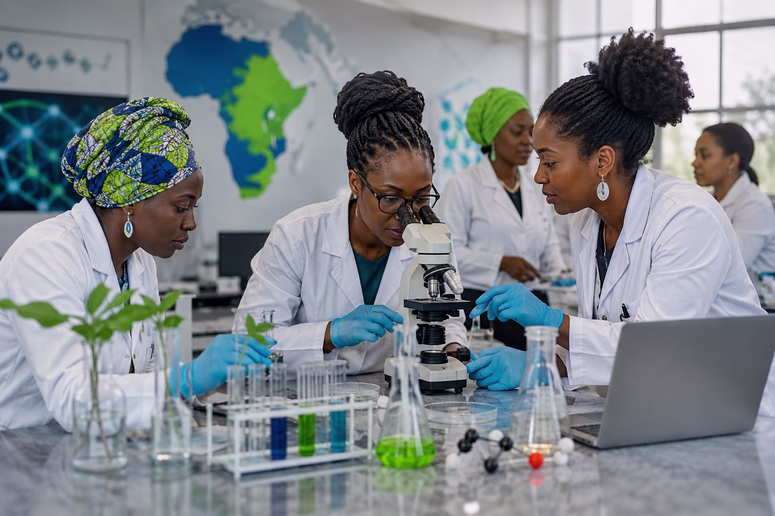women in science leadership in Africa conducting scientific research