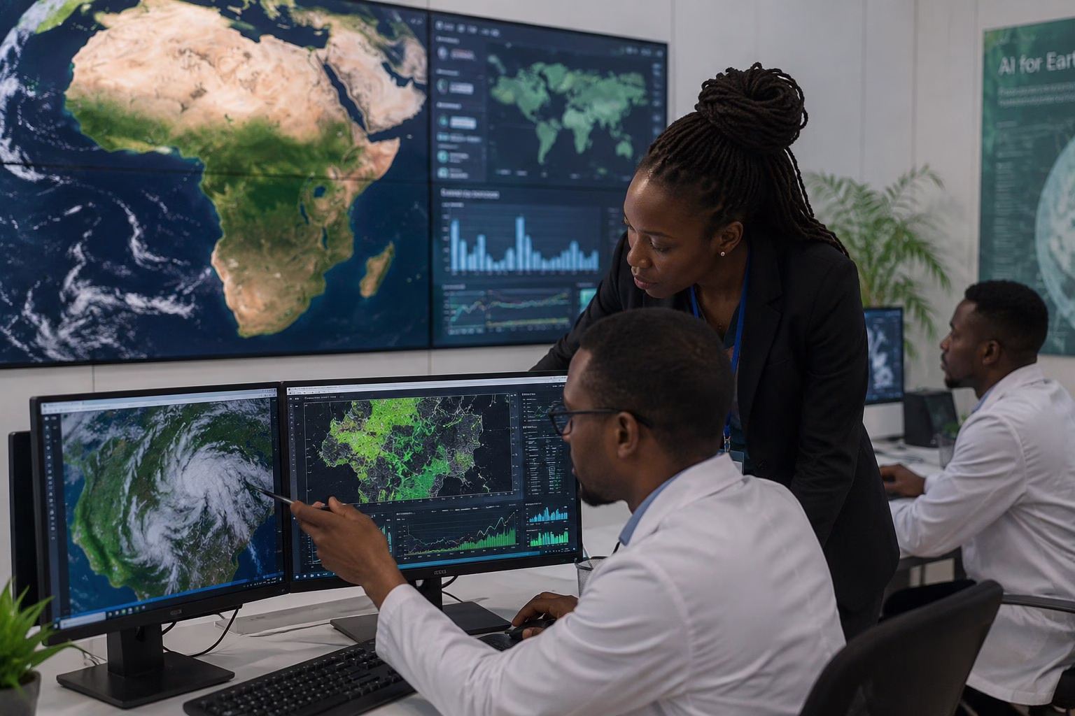 African scientists using satellite data and AI for environmental monitoring for geoscience innovation in Africa