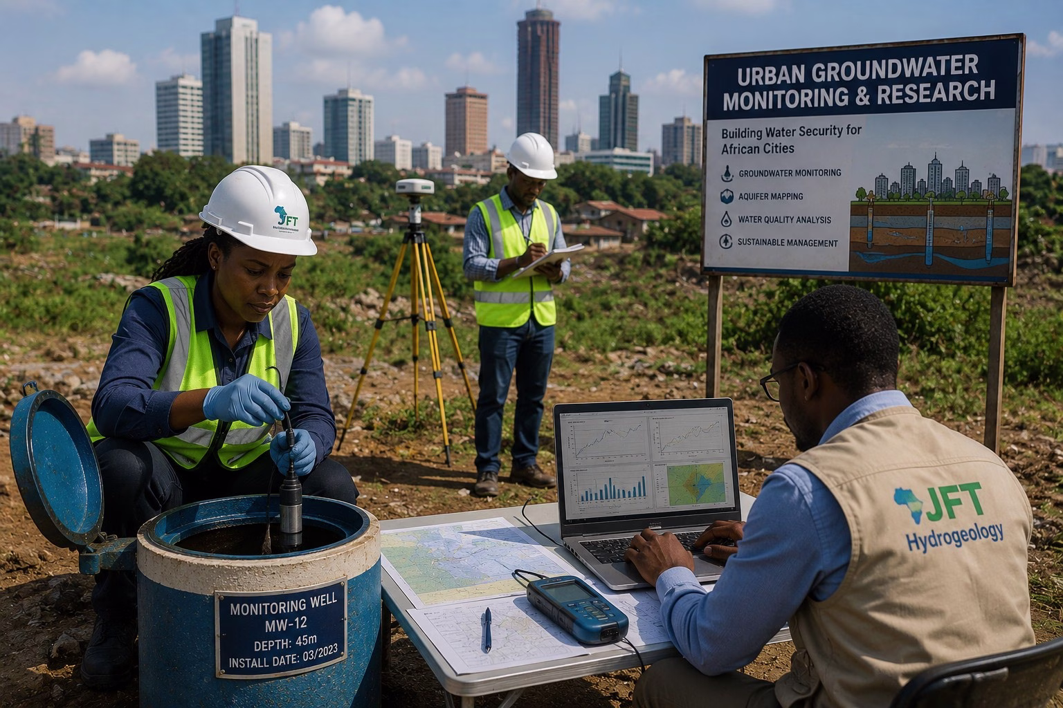 urban groundwater monitoring and hydrogeology research to show groundwater depletion in Africa
